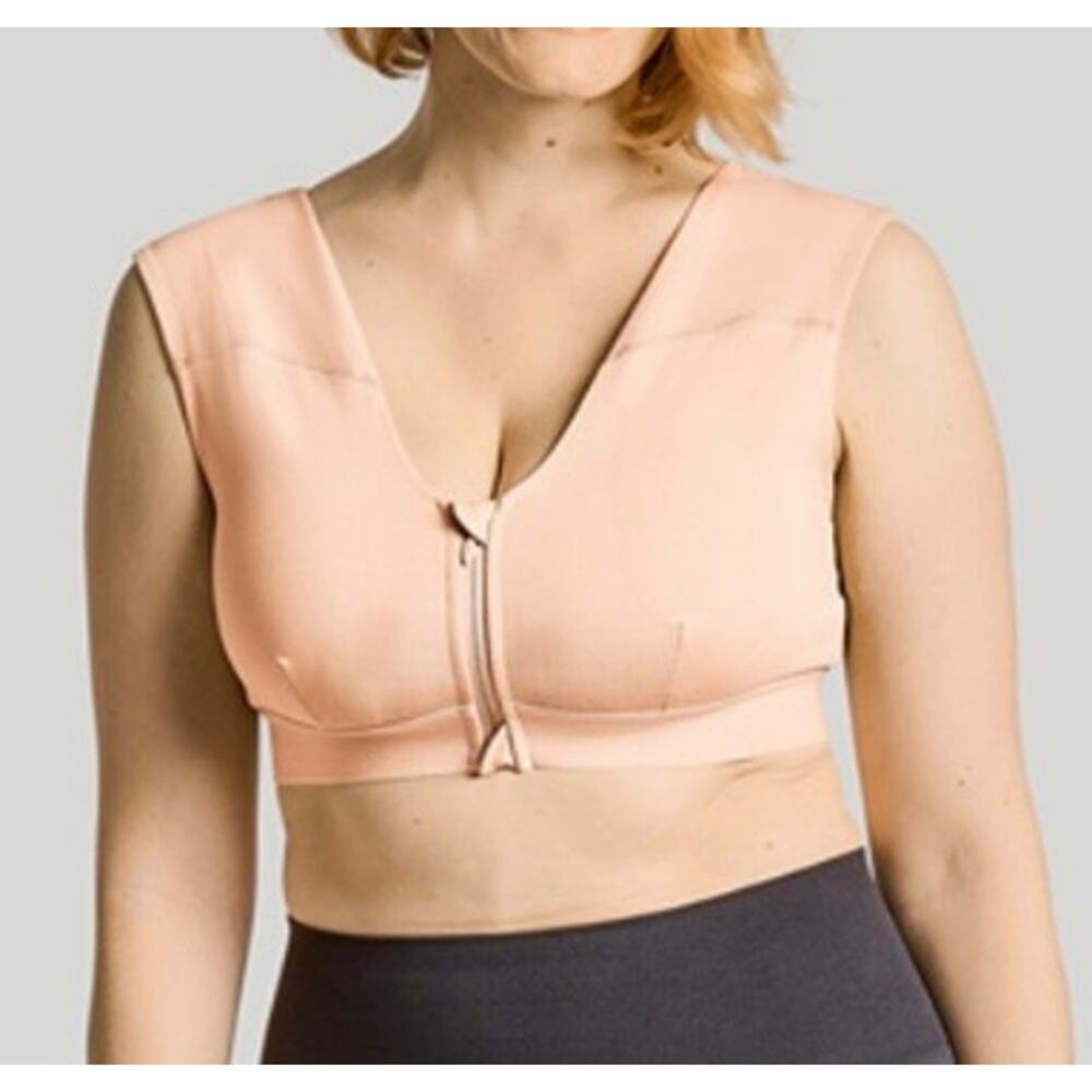 Tommie Copper Pink Shoulder Support Bra with Front Zip XL NWOT - Picture 2 of 6